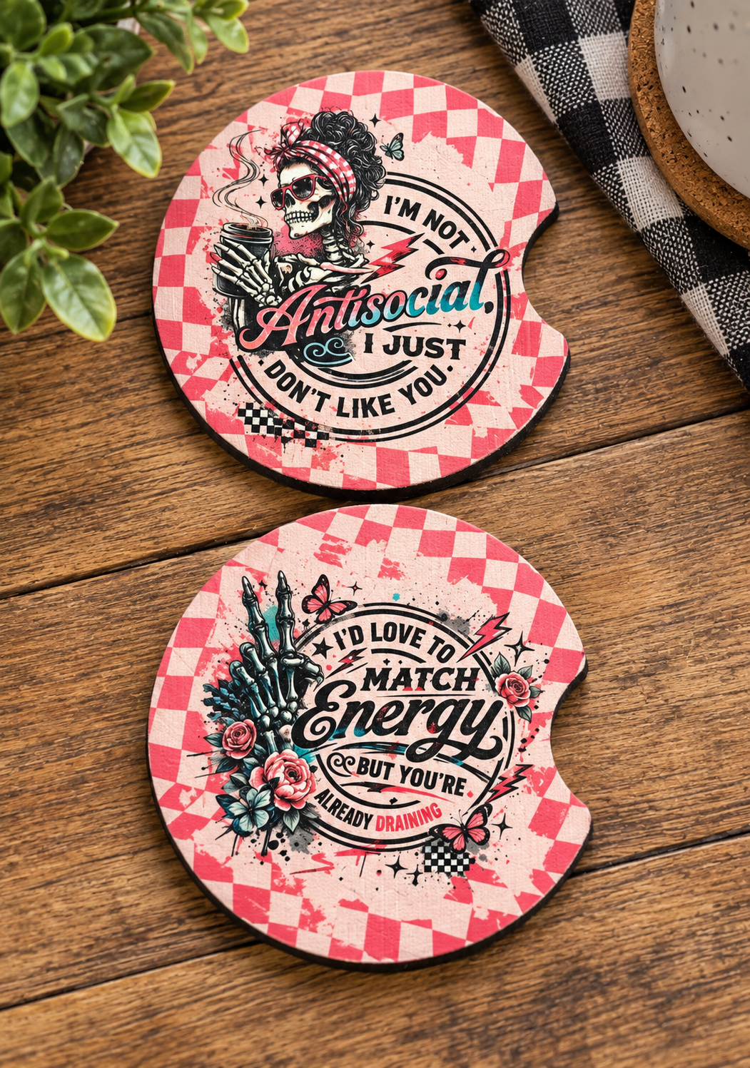 Antisocial Car Coaster Set