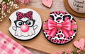 Cute Pink Leopard Print Ghost Car Coaster Set