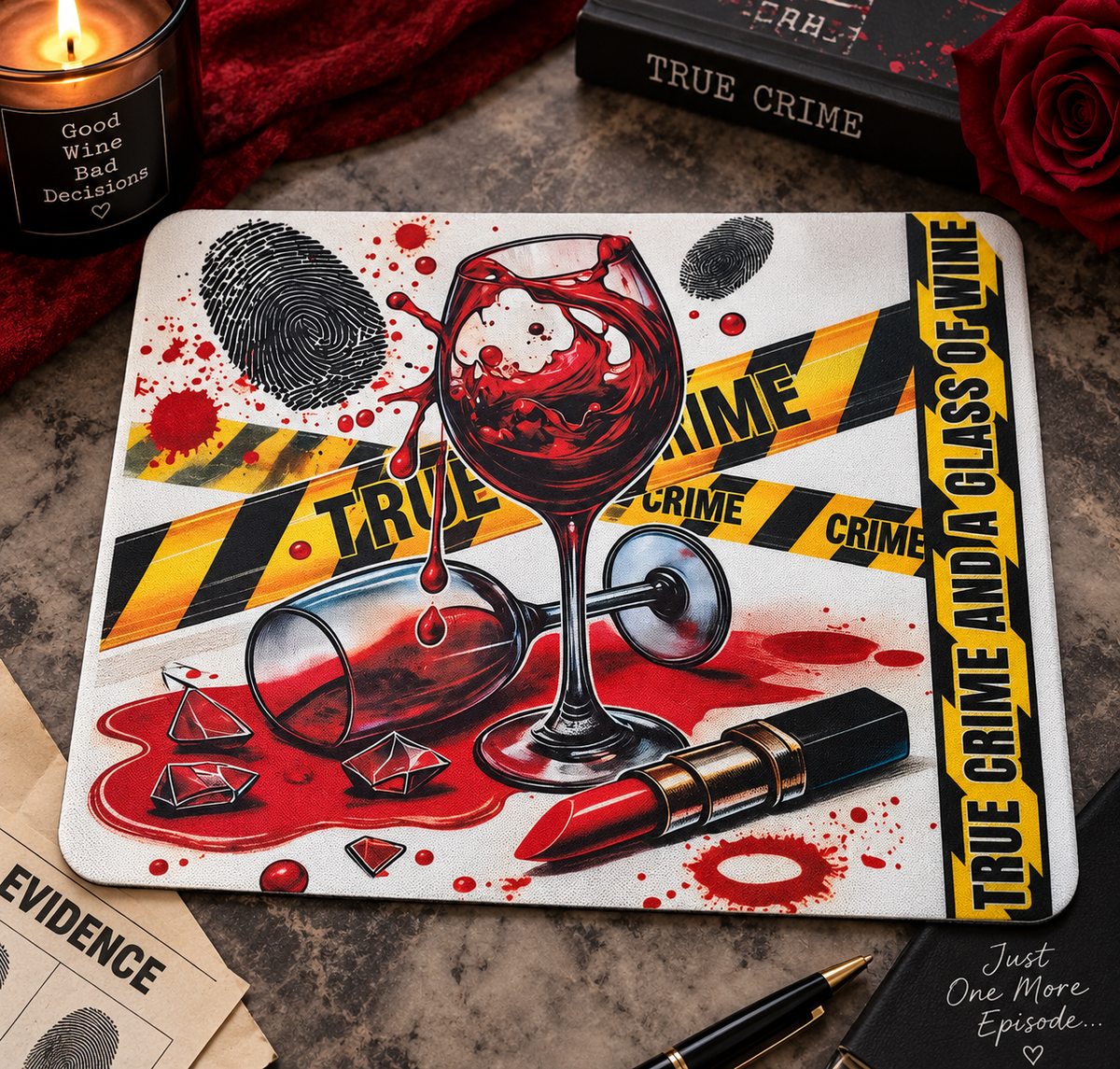 Crime and Wine Mouse Mat